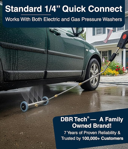 Pressure Washer Undercarriage Cleaner, 16 Inch, Professional-Grade, Power Wash Water Broom, Heavy Duty Sprayer for Under Car Clean, 1500-4000 PSI, Mud Salt Grime Dirt Cleaning, 3 Wands Attachment