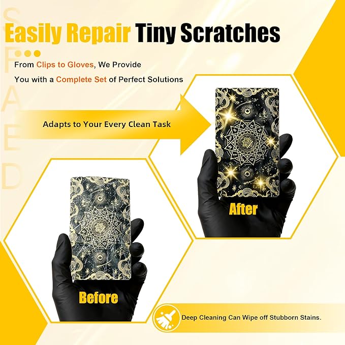 SFAED Card Care Clean Kit,17-in-1 Card Cleaning and Polishing Restoration Kit, Trading Card Cleaning Box with Cleaning Spray and Balck Nitrile Gloves, Suitable for Surface Card Care&Flatten Edges