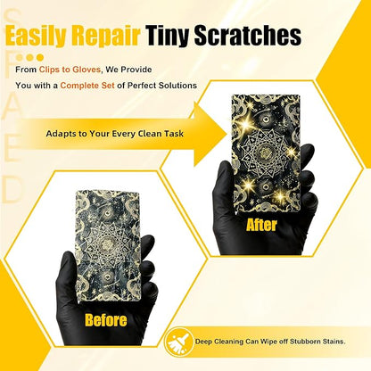 SFAED Card Care Clean Kit,17-in-1 Card Cleaning and Polishing Restoration Kit, Trading Card Cleaning Box with Cleaning Spray and Balck Nitrile Gloves, Suitable for Surface Card Care&Flatten Edges