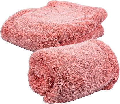 Maxshine 20" x 24" Universal Pink Car Drying Towel – 1200 GSM Rinse-Free Double-Sided Microfiber Towel – Plush, Super Absorbent for Car Wash & Detailing