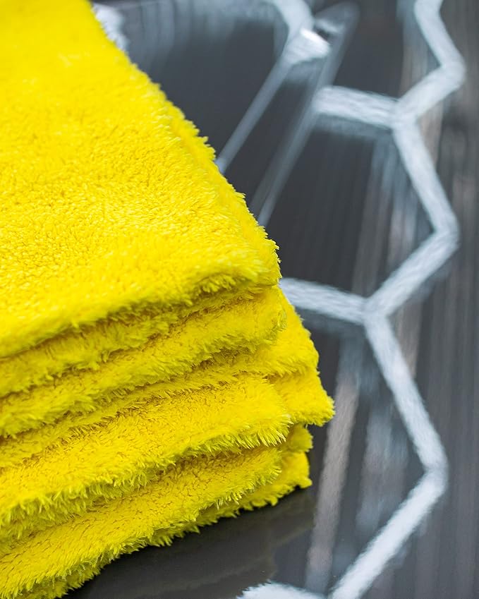 Autofiber [Korean Plush 550] Premium Edgeless Detailing Towels 550gsm (16"x16") Yellow - 10 Pack