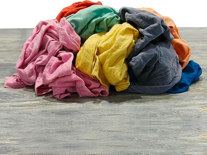 Recycled Color Knit Cleaning Rags (10 lbs. Compressed Box - Pack of 4) – Shop Cloths Bulk for Workshops, Mechanics, Painters, and Home Use, Multipurpose Cotton T-Shirt Rags