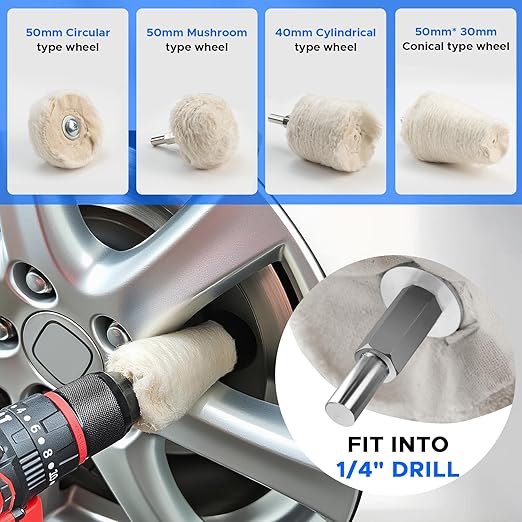 13PCS 8" Airway Buffing Wheel Kit,16-Layer S-Shape Aluminum Metal Polishing Wheel, 5/8" Arbor, 5 Compounds & 4 Detail Wheels for Semi Truck Wheels, Fuel Tanks, Bumpers, Steps & Diamond Plates