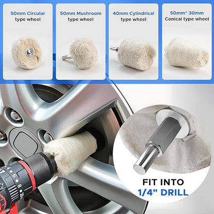 13PCS 8" Airway Buffing Wheel Kit,16-Layer S-Shape Aluminum Metal Polishing Wheel, 5/8" Arbor, 5 Compounds & 4 Detail Wheels for Semi Truck Wheels, Fuel Tanks, Bumpers, Steps & Diamond Plates