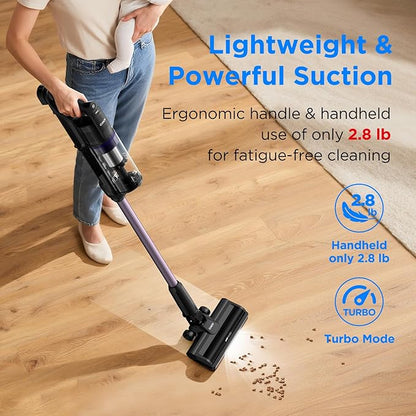 Candy Cordless Vacuum Cleaner,45Mins Vacuum Cleaners for Home,Stick Strong Suction Vacuum,Self-Standing,Removeable Battery,Anti-tangle,One Click Clean,Handheld for Pet Hair,Hardwood Floors,Carpets,Car