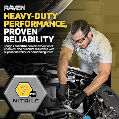 Raven Exam Grade Nitrile Disposable Gloves Medium, Powder Free Latex Free Gloves, 7 Mil Puncture Resistant, For Law Enforcement, Automotive, Health Care & Cleaning Supplies, 12 Boxes of 50-600 Ct