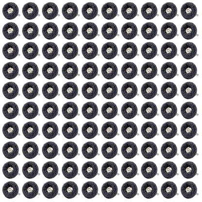 100 PCS Abrasive Buffing Wheels,1 Inch Buffing Polishing Wheel Set for Rotary Tool Accessorie 1/8'' (3mm) Shank, Black 400 Grits for Metal,Wood, Rust Removal