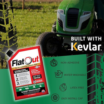 FlatOut Off-Road Tire Sealant, Outdoor Power Equipment Formula, Prevents Flat Tires, Fix a Flat Tire, Seals Leaks, Contains Kevlar, 32 Ounce Bag, 1-Pack
