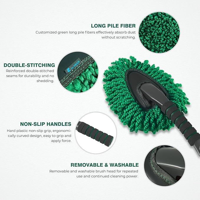 FLORICH Microfiber Car Duster Kit, Large Extendable Car Duster Exterior Scratch Free, Car Cleaning Brush Car Interior Detailing Kit, Car Cleaning Supplies for Cars RV Truck