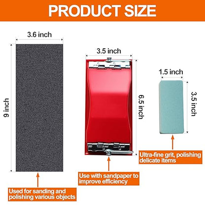 Wet & Dry Sandpaper Set, 42 Sheets of 120 to 3000 grit Sandpaper with Sanding Block Sander,for Wood Furniture Finishing Metal Automotive Sanding Polishing