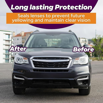 Clear Lights Tech, Headlight Restoration Kit - Headlight Cleaner 3-Wipe System, Restores Clarity, Removes Yellowing & Oxidation, Improves Nighttime Driving Safety, Long Lasting UV Protection.