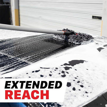 Maxshine IncrediStick Car Wash Stick | Extends to 4ft with Lightweight Aluminum Handle | Includes Microfiber & Chenille Covers | Secure Grip, Compact Design, Cleaning Tool for Cars, Trucks & RVs