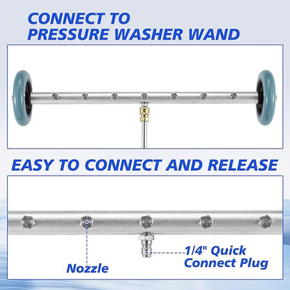RIDGE WASHER Pressure Washer Undercarriage Cleaner, 24 Inch Undercarriage Car Washer, Under Car Pressure Washer Attachment with 3 Pcs Extension Wand, 4000 PSI