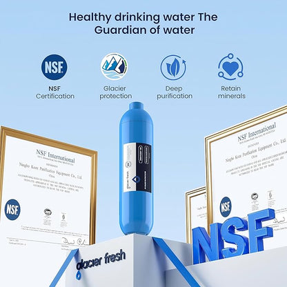 GLACIER FRESH RV/Marine Water Filter with 2 Flexible Hose Protector, Greatly Reduces Bad Taste, Odors, Chlorine and Sediment in Drinking Water, 4 Pack
