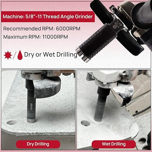 Diamond Core Drill Bit - FOCSTOL 1-1/2''(38mm) Laser Welded Hole Saw for Dry or Wet Drilling Granite Marble Concrete Quartz 5/8''-11 Thread