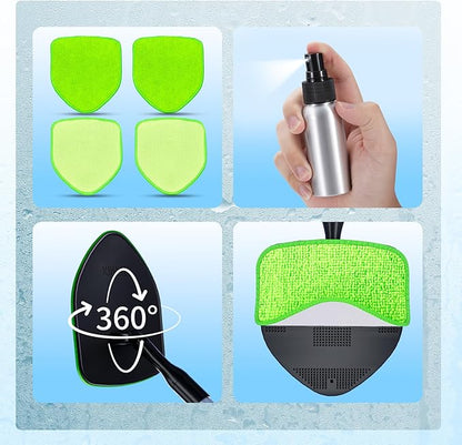 XINDELL Extendable Windshield Cleaner for Car, Long Handle Car Interior Glass Cleaning Tool with Pivot Head – Reusable Microfiber Pads, Streak-Free Auto Detailing Kit for SUV Truck