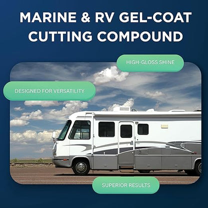 3D Marine & RV All-in-One Gel-Coat Compound & Polish – Removes Oxidation, Swirls, & P2000 Scratches, Deep Shine Wax Protection, No Fillers, 32oz