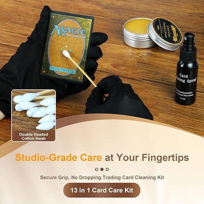 SFTPO Card Care Clean Kit, Card Cleaning and Polishing Restoration with Plastic Case, Trading Card Cleaning Box with Polishing Cream and Cleaning Spray, Suitable for PSA Rated Card Care