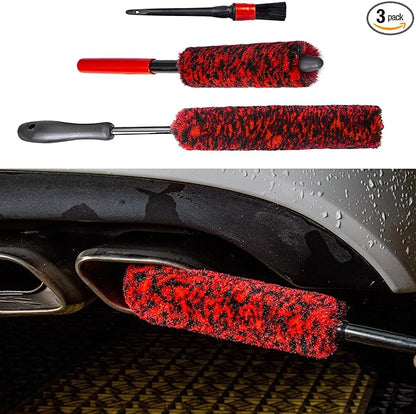 Metal Free Soft Wheel Cleaner Brush, Synthetic Wool Car Cleaning Brush, Highly Water Absorption, Dense and Durable Tire Brush for Cleaning Wheels, Rims, Spokes, Fenders, Engines…