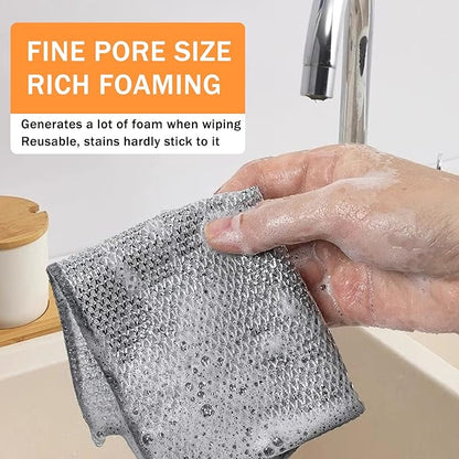 Sunyuneey Non-Scratch Metal Wire Dishcloth, Quick Cleaning Without Leaving Marks, Easily removes Stubborn Stains, Suitable for Various Surfaces, Metal Wire Dishcloth Cleaning Power (20)