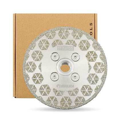 DT-DIATOOL Diamond Blade 4" x 5/8" Thread Flange 2-Pack - Single Side Electroplated Diamond Cutting and Grinding Disc for Granite Marble Natural Stone Tiles