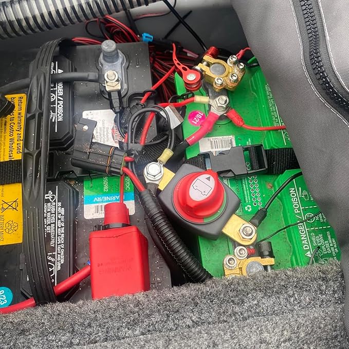 Ampper Side Post Battery Disconnect Switch 12V - 48V, Marine Battery Switch Disconnect Power Cut Shut Off for Car, RV and Boat (On/Off)