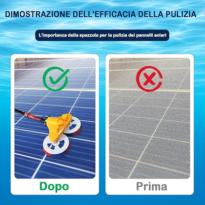 Solar Panel Cleaning Kit, 24FT Water Supply Kit with Extendable Pole Photovoltaic Double Head Automatic Panel, Roof Water Brush,with Lithium Battery