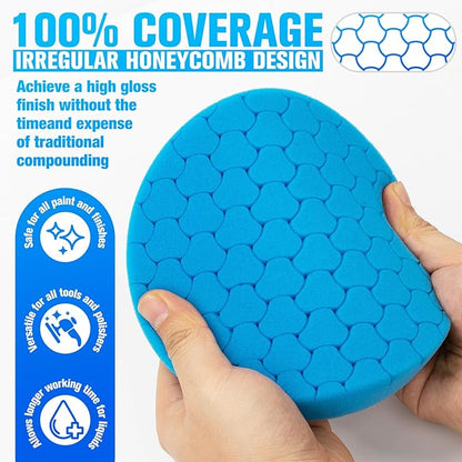 KUIMIT Blue Polish Pad, Buffing Polishing Pads, 1Pc 5.5 Inch Face for 5 Inch 125mm Backing Plate Compound Buffing Sponge Pads for Car Buffer Polisher Compounding, Polishing and Waxing