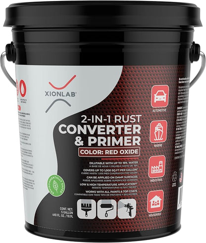 2-in-1 Rust Converter & Metal Primer, Black Rust Inhibitor Paint for Metal, Automotive Rust Reformer, Industrial Grade Water Based, Heat Resistance & UV Resistant. Made in the USA. As Low As ~$0.12 Per Sqft*
