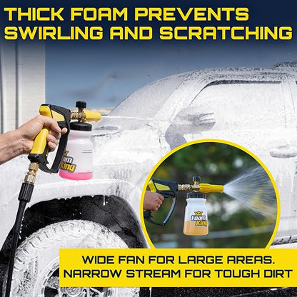 Foam King Foam Cannon for Pressure Washer, Car Wash Soap Sprayer with 1/4" Quick Connector, Wide-Neck Bottle, Adjustable Snow Foam Blaster for Auto Detailing, Trucks, Motorcycles & More