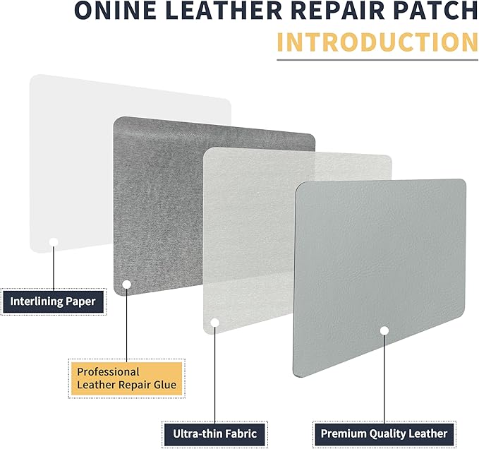 ONine Leather Repair Patch，Leather Repair Tape, 12 x 48 inches Leather Repair Patch for Furniture,Vinyl Repair Kit，Leather Couch Patch，for Sofas, Furniture, Car Seats(Blue Gray-Litchi Grain)