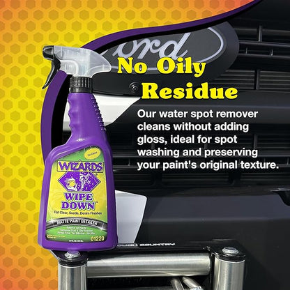 Wizards - Wipe Down Quick Detailer Spray - Matte Finish Cleaning Solution - Effortless On-The-Go Detailing for Flat, Suede, and Denim Surfaces - Professional Auto and Motorcycle Care Essential - 22 Oz