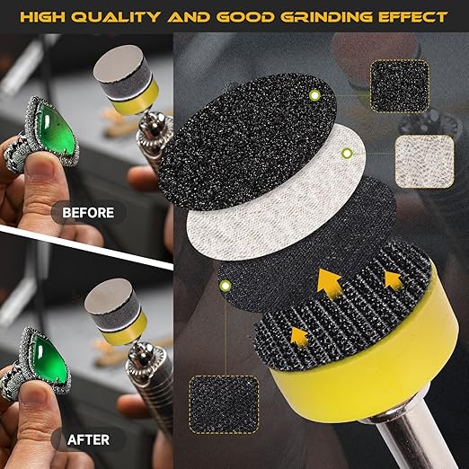 188 PCS 1 Inch Sanding Discs, GOH DODD Hook and Loop 60 to 10000 Grit Wet Dry Sandpaper Micro Sand Paper with 1/8" 1/4" Shank, Backing Pad, Polishing Pads, Foam Pads for Auto Metal Glass Resin Wood