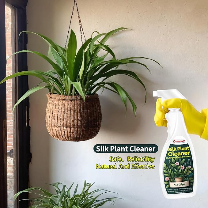 comeast Silk Plant Cleaner Spray No Wipe, Artificial Plant Cleaner and Silk Flower Cleaner Spray, Silk Flower Cleaner Spray No Wipe Spray Away Dust Remover, Drips Dry Faux Plant Spot16.91 Fl oz