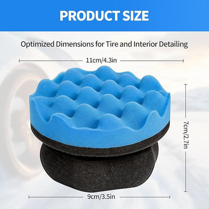 2 Pack Tire Shine Applicator Pad,Wave Pattern Tire Dressing Applicator Sponge, Car Cleaning Supplies After Car Wash Tire Cleaner,Reusable Foam Pad for All Tire Types & Interior Cleaning