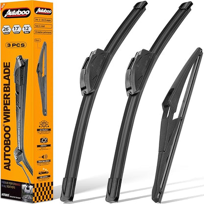 AUTOBOO 26"+17" Windshield Wipers Blades Replacement for INFINITI QX60 2014-2021 with 12 Inch Rear Wiper Blade -Original Factory Quality (Pack of 3)