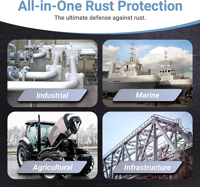 RUST BULLET Industrial - Metallic Gray - 1 Quart - Low VOC - Rust Preventative Coating for Industrial, Marine, Home & Farm Projects, UV Resistant, Durable Finish