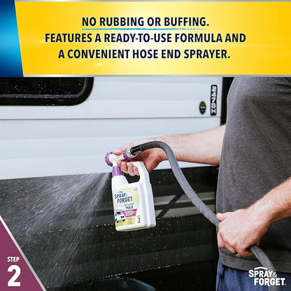 Spray & Forget RV & Camper Wash and Wax Combo, Includes RV & Camper Wash (1 Quart) and RV & Camper Wax (1 Quart) with Convenient, Ready-to-Use Hose End Adapters