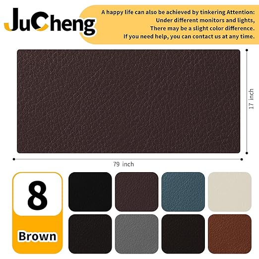 JuCheng Leather Repair Kit -Leather Repair Patch Self-Adhesive Waterproof Patch & Glue for Furniture, Car Seats, Sofa, Couch, Vinyl - Instant Fix for Tears & Scratches (Brown, 17X79 inch)