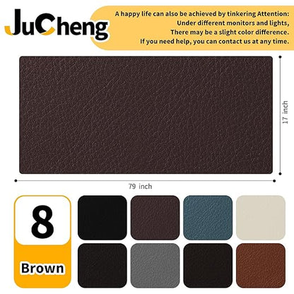 JuCheng Leather Repair Kit -Leather Repair Patch Self-Adhesive Waterproof Patch & Glue for Furniture, Car Seats, Sofa, Couch, Vinyl - Instant Fix for Tears & Scratches (Brown, 17X79 inch)