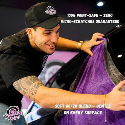 Franklin Shine Arizona XL Microfiber Car Drying Towel – 24”x36” – 1400 GSM Double Twisted Loop – Ultra Absorbent, Streak-Free, for Men Gifts for Men – Car Detailing Towel for Professionals