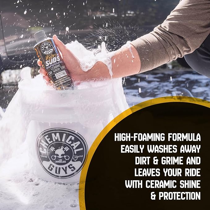 Chemical Guys HydroSuds Ceramic SiO₂ Shine High Foaming Car Wash Soap - Foam Cannon Soap, Works with Foam Guns or Bucket Washes for Cars, Trucks, Motorcycles, RVs, and More, Berry Scent - 16 oz