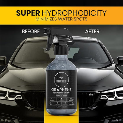 Graphene Ceramic Spray Coating - LAST SO LONG! Quick & Easy for Cars, Motorcycles, Boats & More - Professional-Grade Sealant for Maximum Gloss & Shine - Waterless Wash & Wax - 9oz Bottle