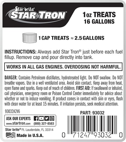 STAR BRITE Star Tron Enzyme Fuel Treatment - Concentrated Gasoline Formula - 1 oz. Treats 16 Gallons - 32 OZ (093032)