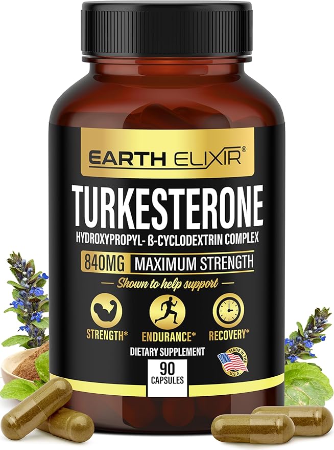 Turkesterone 840 mg – Natural Testosterone Support - 100% Pure Turkesterone Supplement for Men & Women - Ajuga Turkestanica Extract - Made in USA & 3rd Party Tested for Strength, Energy & Vitality