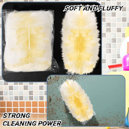 Vesici 50 Pcs Duster Refills Compatible with Swiffer Dusters Bulk Disposable Replacement Thickened with 1 Handle Heavy Duty for Cleaning, Office (Yellow)