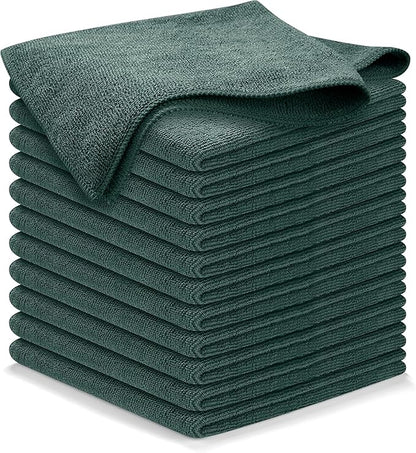 USANOOKS Microfiber Cleaning Cloth - 12Pcs 12.5x12.5 inch High Performance - 1200 Washes, Ultra Absorbent Microfiber Towels for Cars Undercarriage, Rims and Engine Bay Cleaning -Microfiber Cloth Green