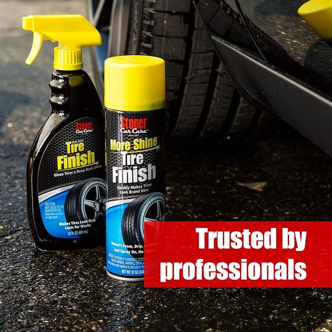 Stoner Car Care 91044 Original More Shine Tire Finish – Tire Shine Spray for a Deep Matte Black Finish with Long-Lasting Rain-Resistant Protection, Non-Greasy No Sling – 12 oz