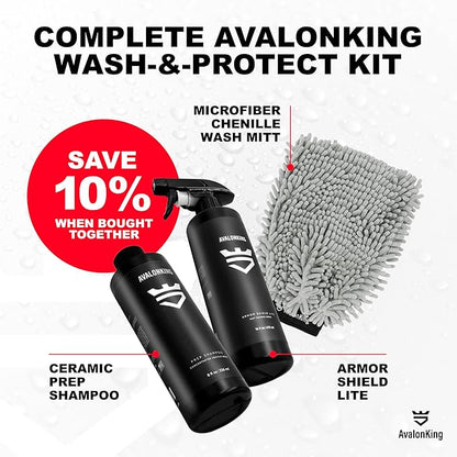 AvalonKing Armor Shield Lite Fast Ceramic Coating Spray – Ceramic Coating for Cars with 6-Month Hydrophobic Protection & Instant Gloss – Car Detailing Spray for Paint, Glass, Wheels & Trim 16 oz