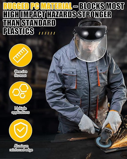 Copkim 3 Pack Super Safety Face Mask Shield for Grinding Face Shield Mask for Grinding and Cutting Clear Full Impact Resistant High-definition PC for Woodworking Debris Work Construction High Impact